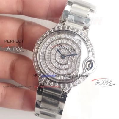 Perfect Faux Cartier Ballon Bleu 36mm Ladies Diamond Watch